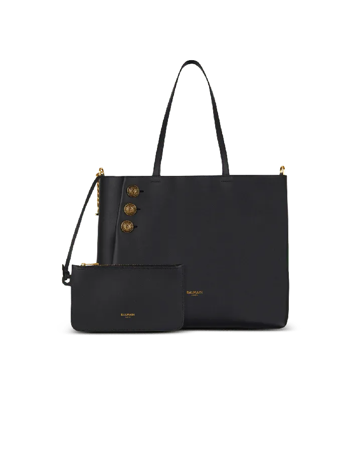 Balmain Emblegraveme Leather Tote Bag Black Women Tote Bags
