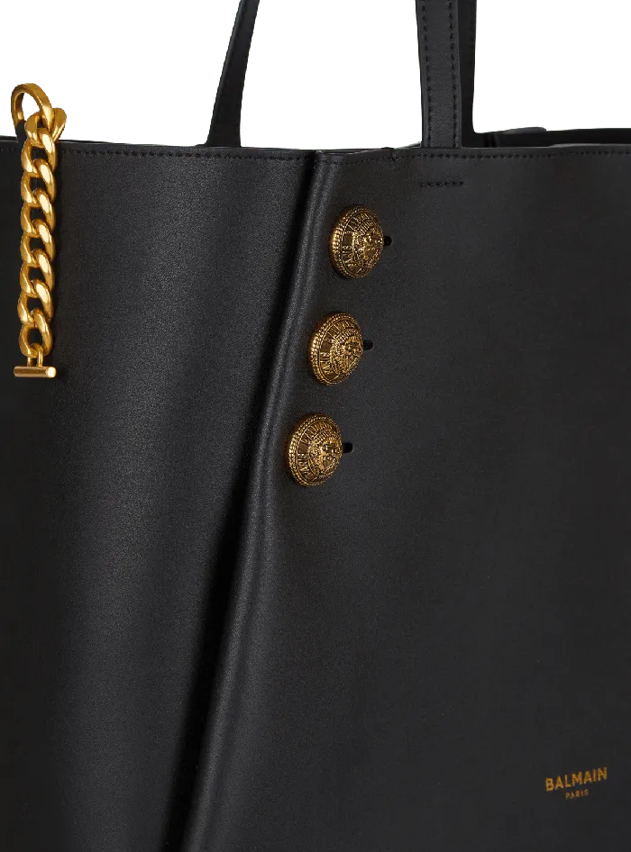 Balmain Emblegraveme Leather Tote Bag Black Women Tote Bags