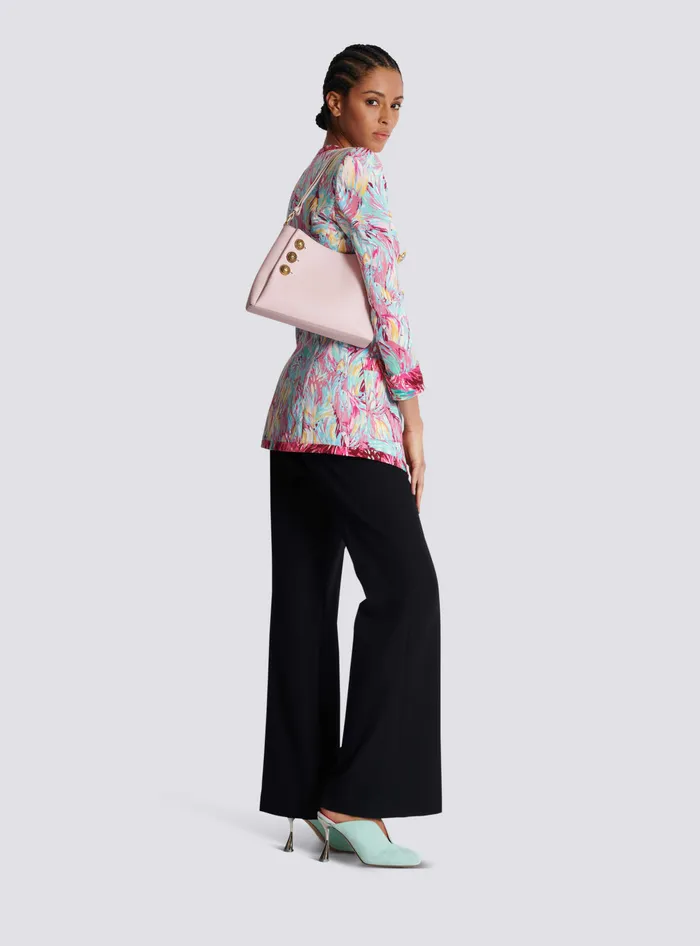 Balmain Emblegraveme Shoulder Bag In Grained Calfskin Pink Women Shoulder Bags