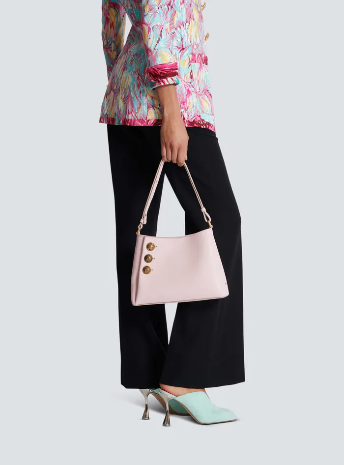 Balmain Emblegraveme Shoulder Bag In Grained Calfskin Pink Women Shoulder Bags