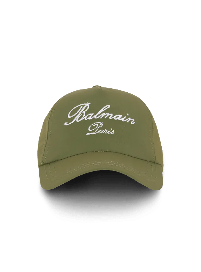 Balmain Embroidered Paris Cap Khaki Men Hats And Caps