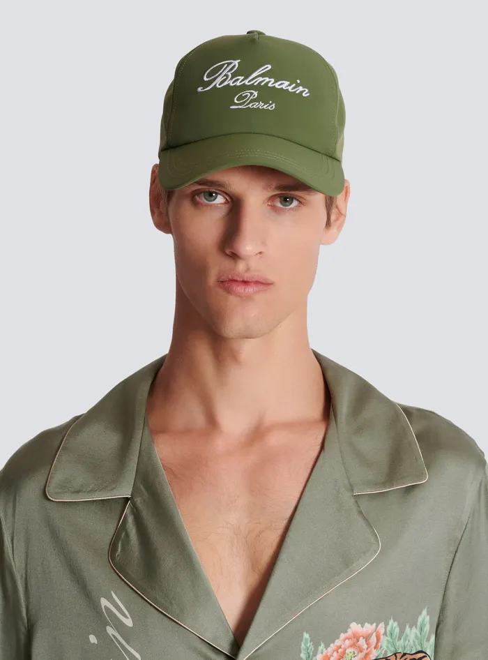 Balmain Embroidered Paris Cap Khaki Men Hats And Caps