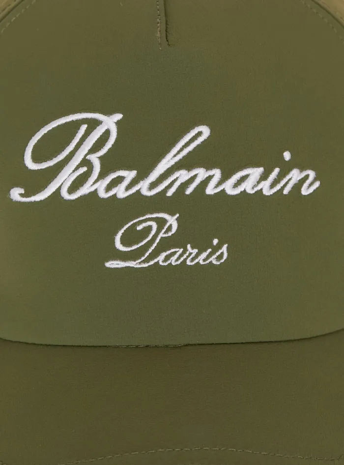 Balmain Embroidered Paris Cap Khaki Men Hats And Caps