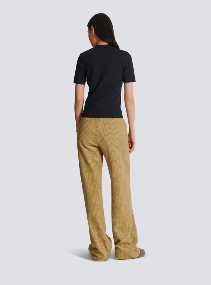 Balmain Embroidered Signature Tshirt Black Women TShirts