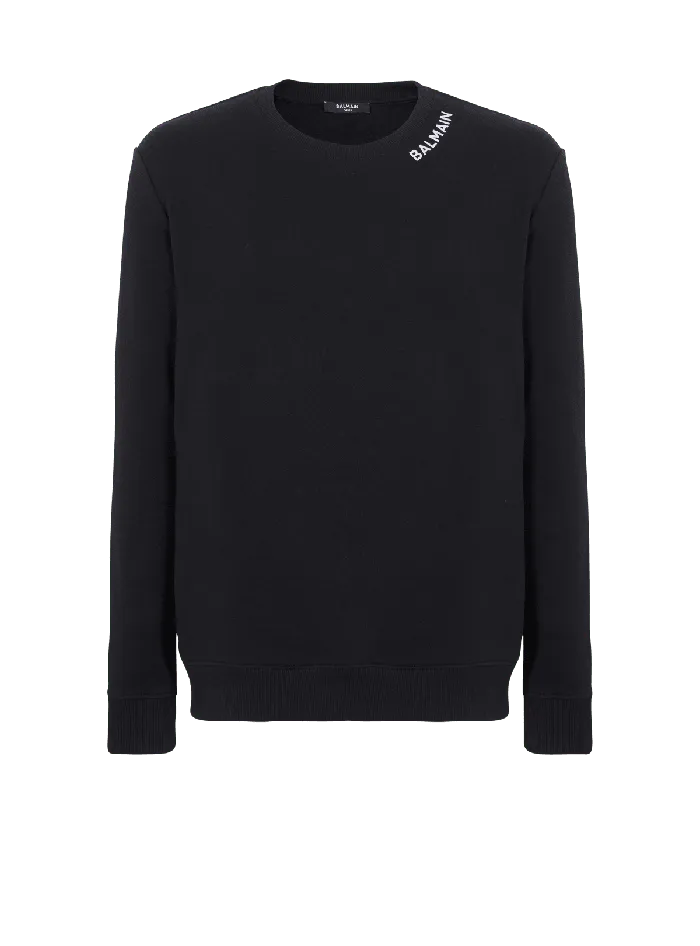 Balmain Embroidered Sweater Black Men Sweatshirts