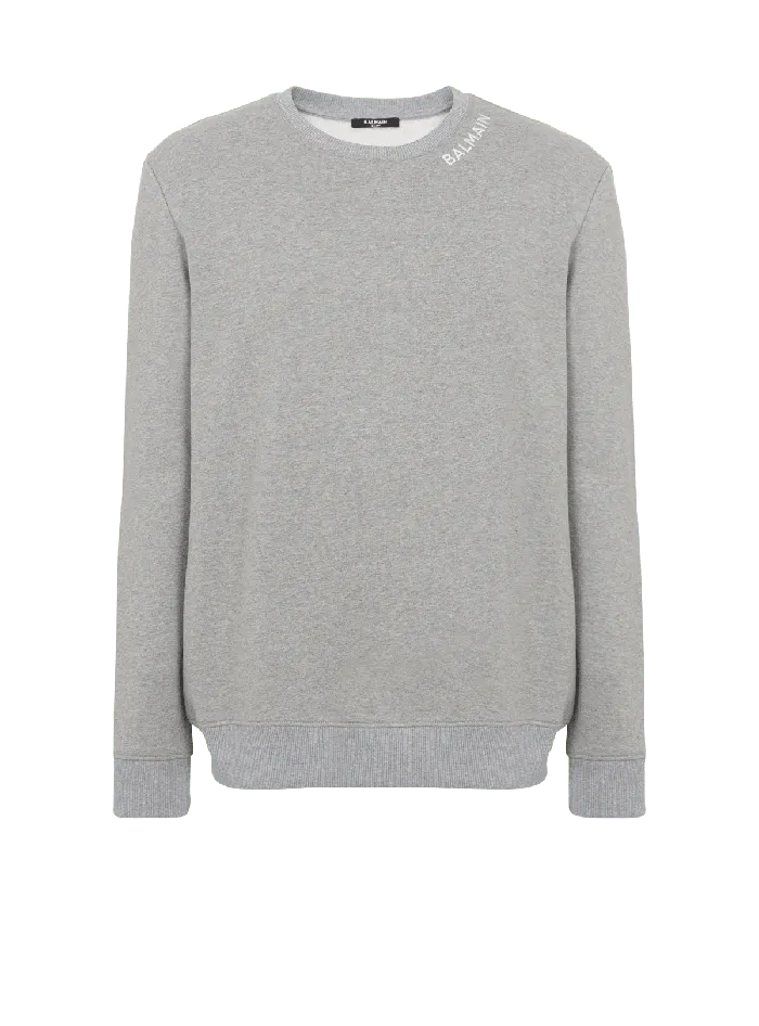 Balmain Embroidered Sweater Grey Men Sweatshirts