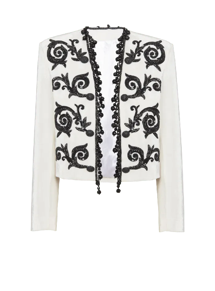Balmain Embroidered Velvet Spencer Jacket White Men Jackets And Blazers