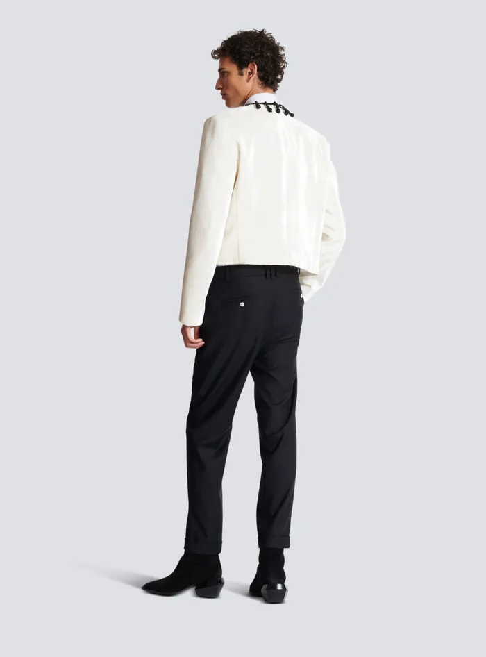 Balmain Embroidered Velvet Spencer Jacket White Men Jackets And Blazers