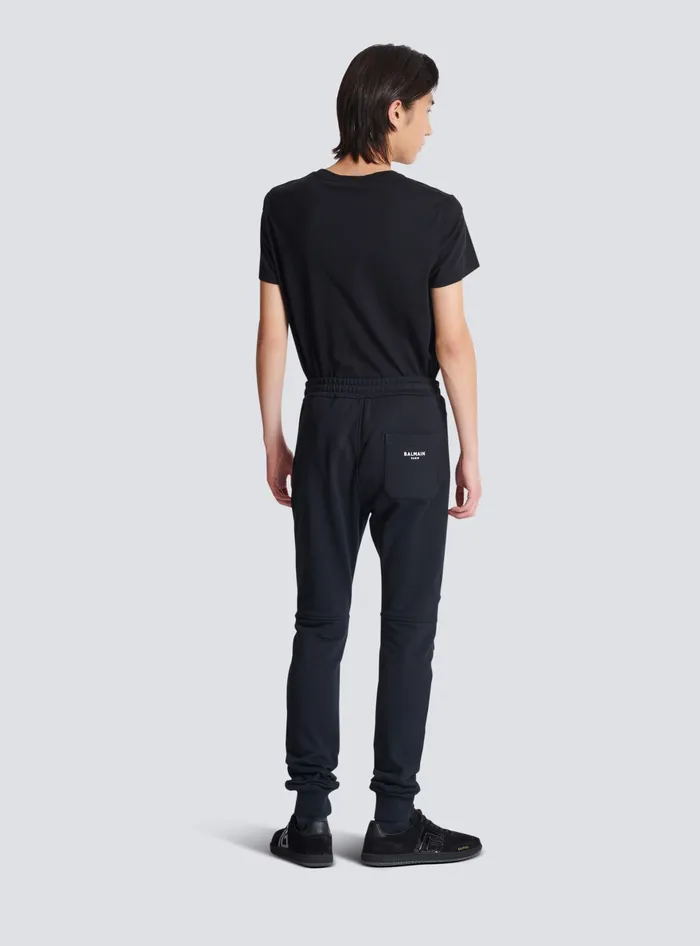 Balmain Flocked Paris Joggers Black Men Trousers And Shorts