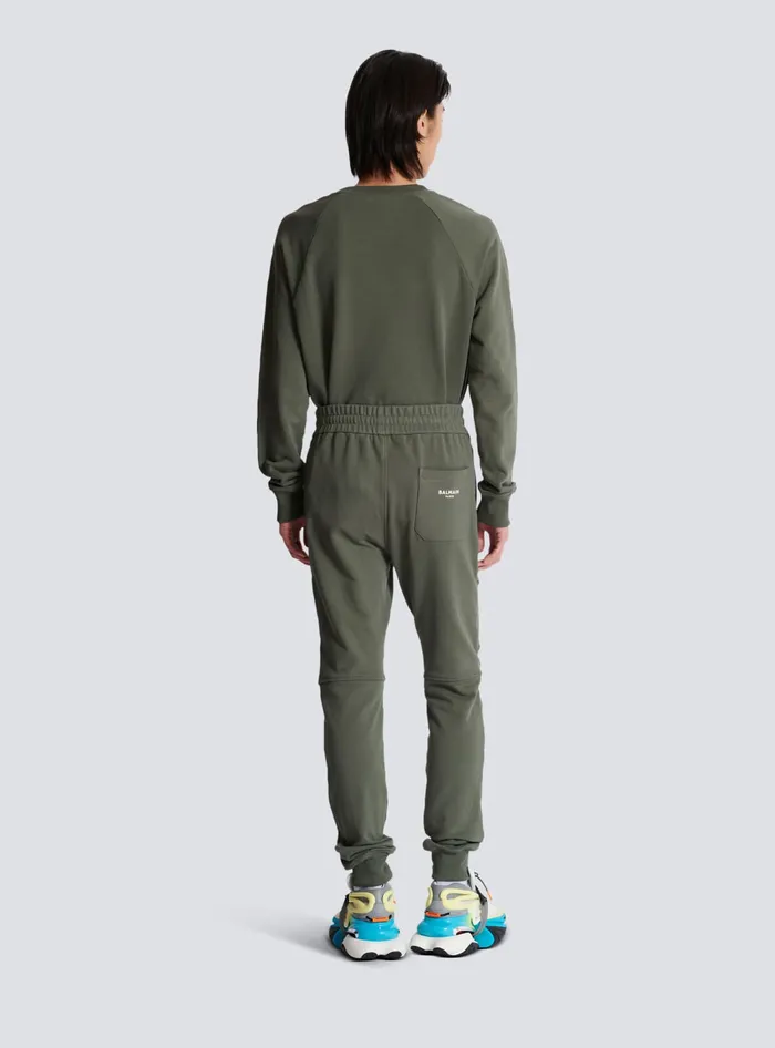 Balmain Flocked Paris Joggers Khaki Men Trousers And Shorts