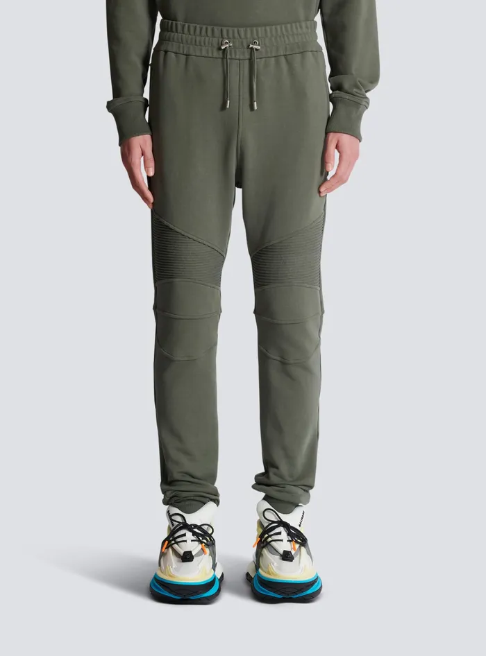 Balmain Flocked Paris Joggers Khaki Men Trousers And Shorts
