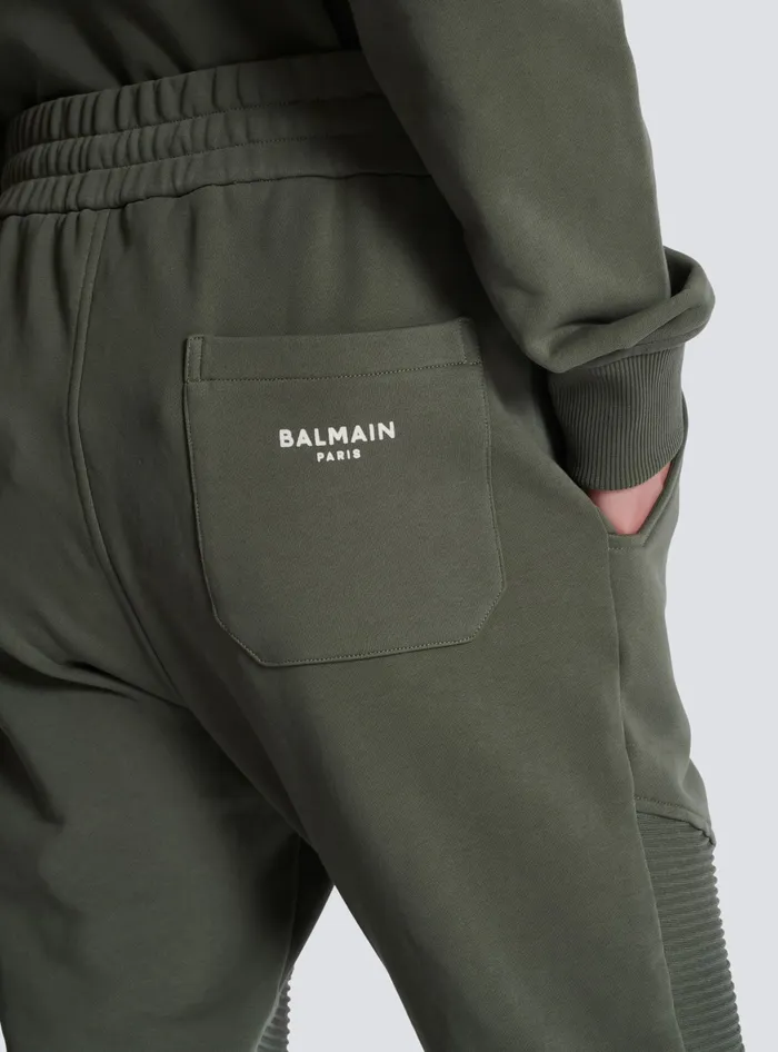 Balmain Flocked Paris Joggers Khaki Men Trousers And Shorts