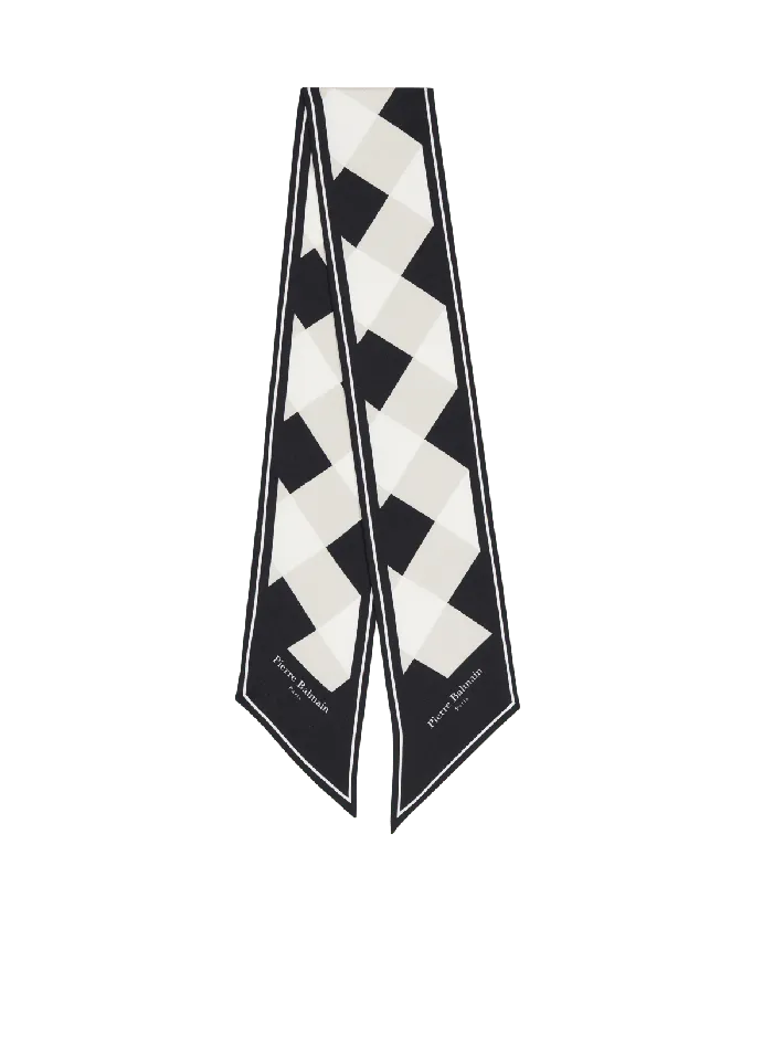 Balmain Gingham Silk Bandana Black Women Scarves