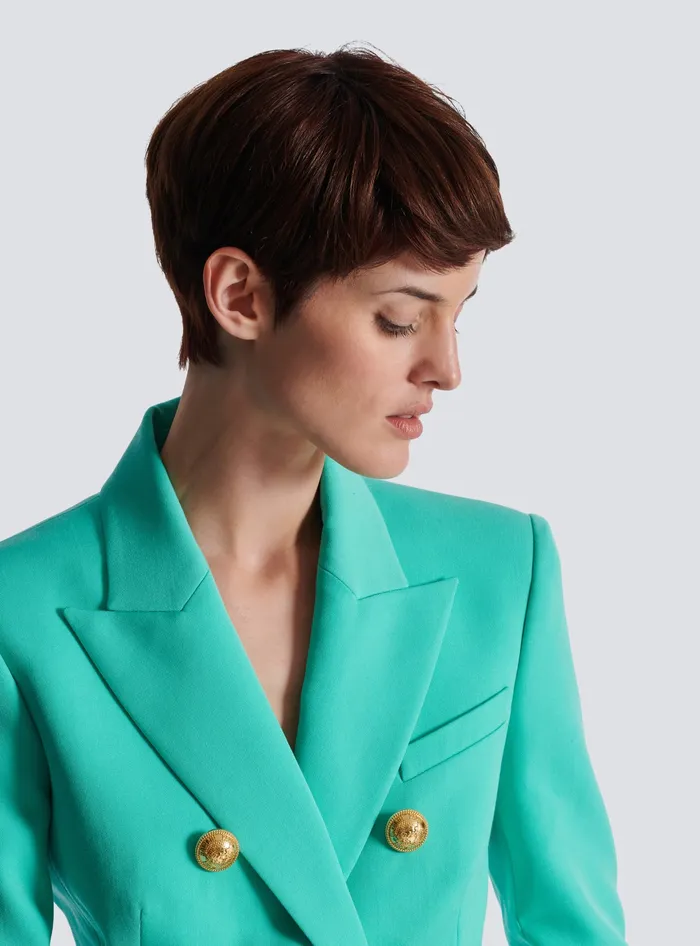 Balmain Grain De Poudre 6button Jacket Blue Women Jackets And Blazers