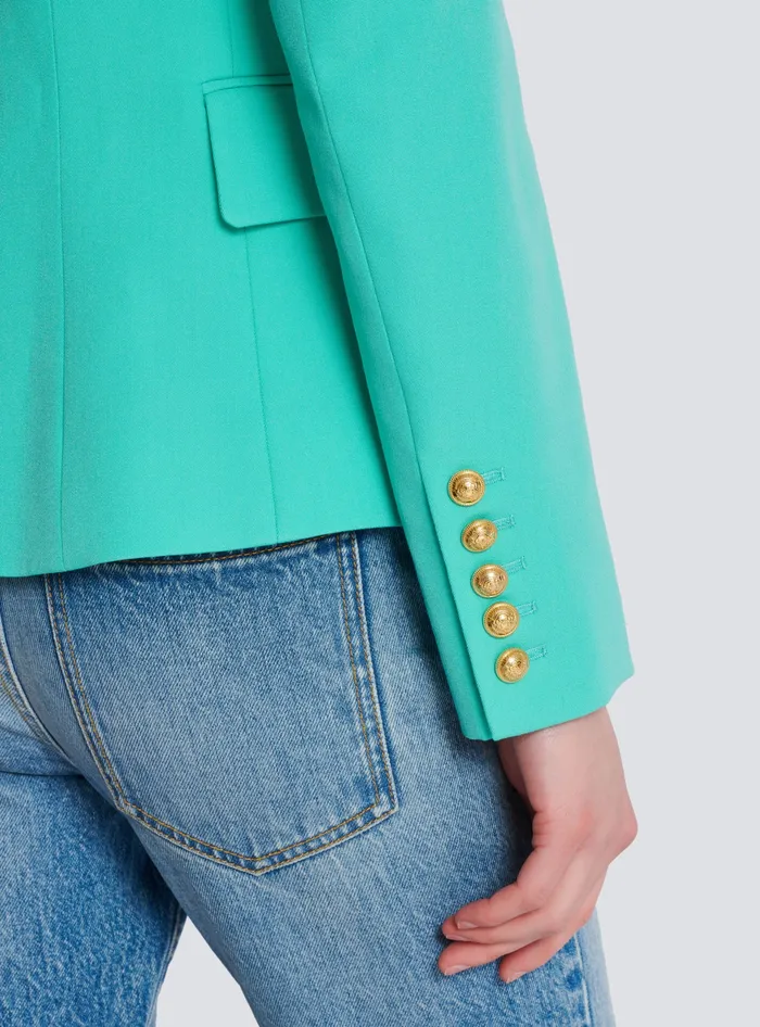 Balmain Grain De Poudre 6button Jacket Blue Women Jackets And Blazers