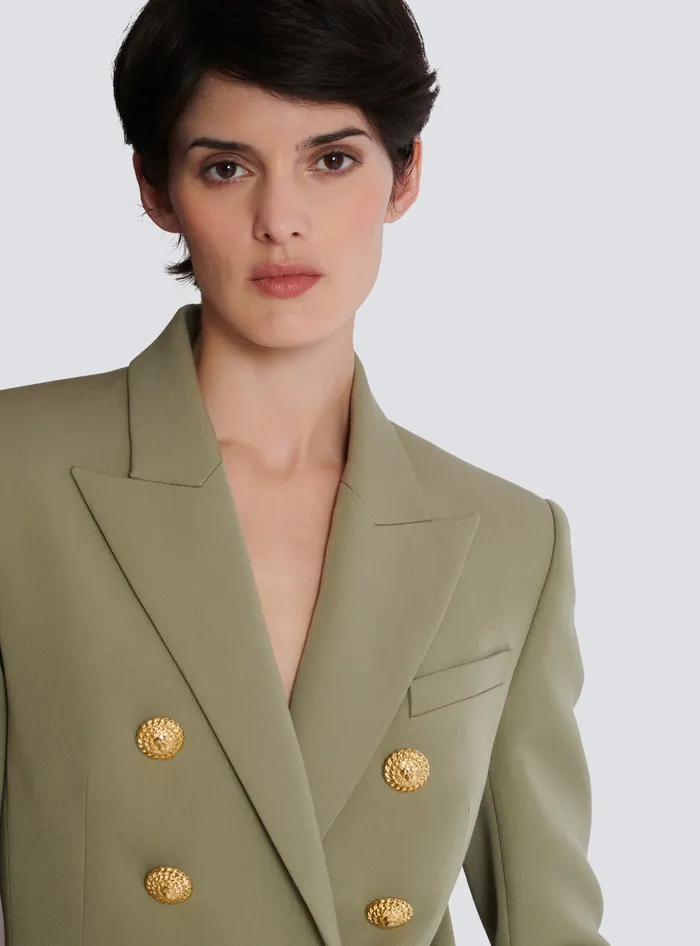 Balmain Grain De Poudre 6button Jacket Khaki Women Jackets And Blazers