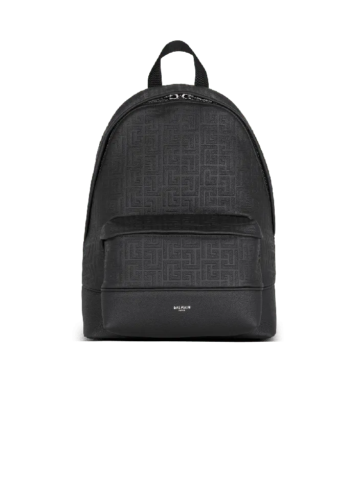 Balmain Grained Leather Backpack Black Men Bags And Backpacks