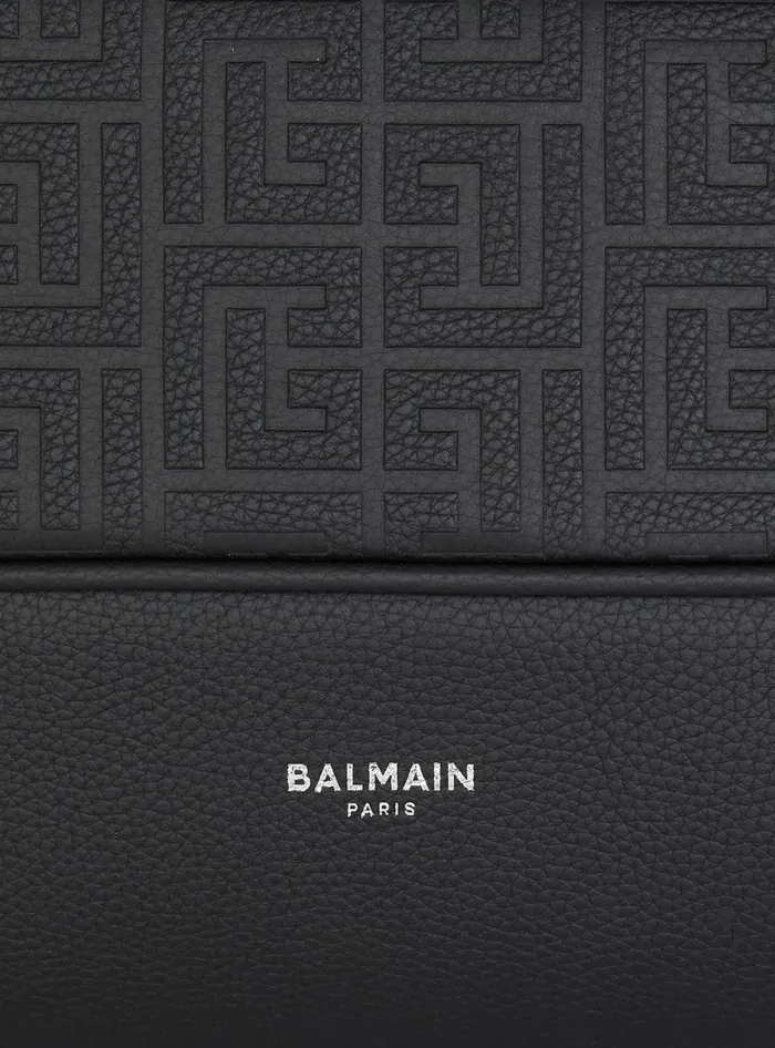 Balmain Grained Leather Backpack Black Men Bags And Backpacks