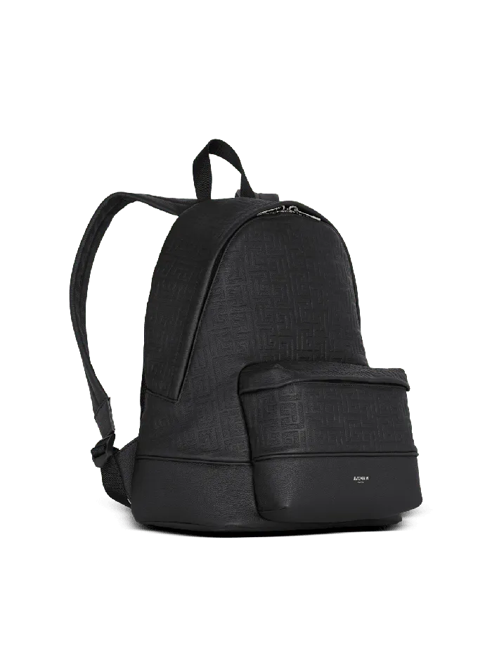 Balmain Grained Leather Backpack Black Men Bags And Backpacks