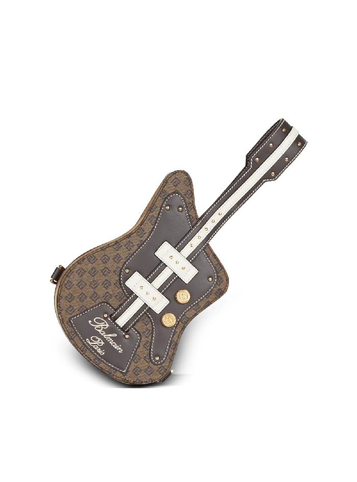 Balmain Guitar Bag Clutch With Leather And Monogram Detailing Brown Women Handbags Balmain Guitar Bag Clutch With Leather And Monogram Detailing Brown Women Handbags