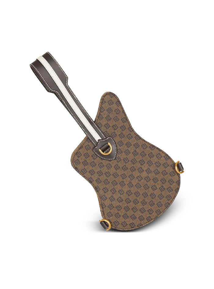 Balmain Guitar Bag Clutch With Leather And Monogram Detailing Brown Women Handbags