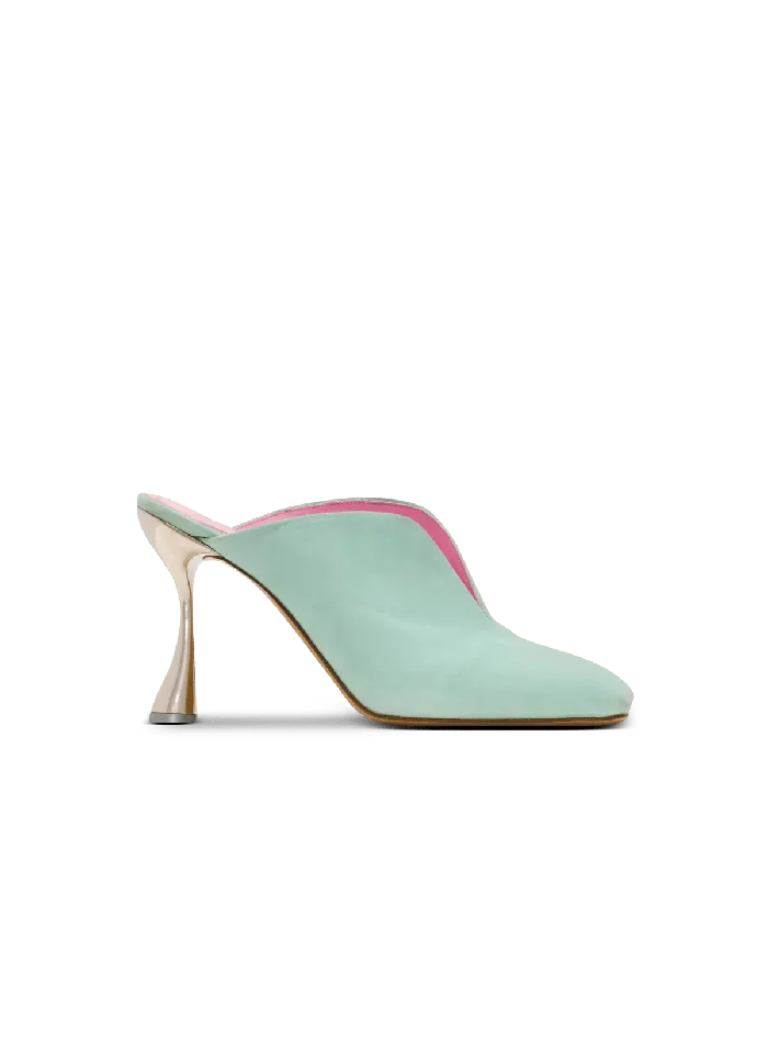 Balmain Heeled Eden Mules In Suede Leather Blue Women High Heels and Pumps