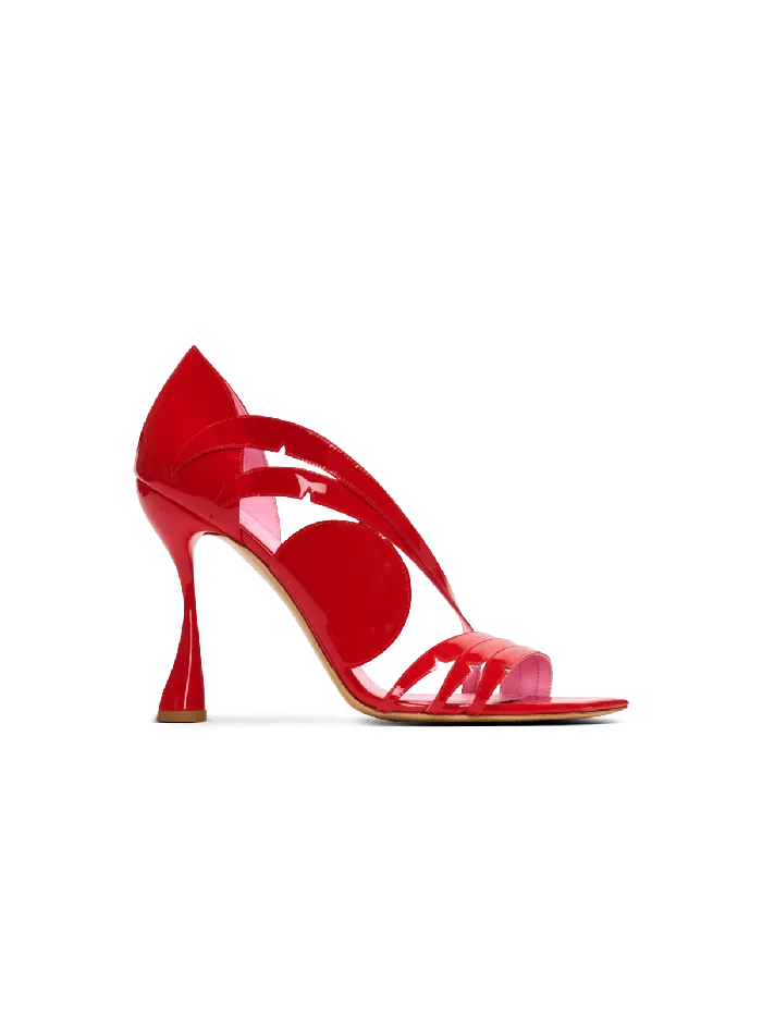 Balmain Heeled Eden Sandals In Patent Leather Red Women High Heels and Pumps