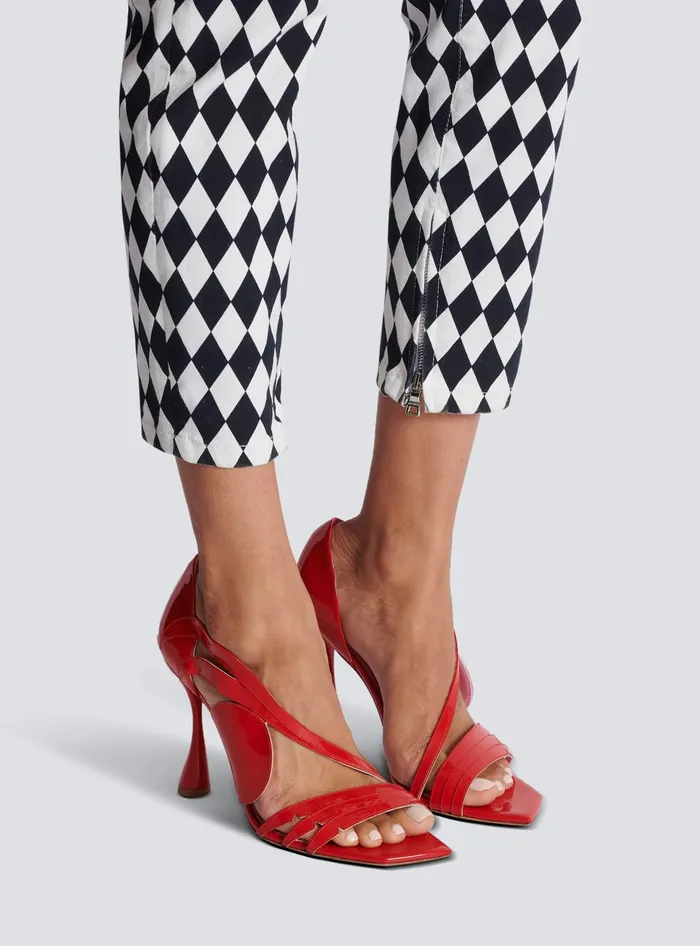 Balmain Heeled Eden Sandals In Patent Leather Red Women High Heels and Pumps