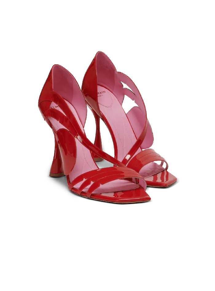 Balmain Heeled Eden Sandals In Patent Leather Red Women High Heels and Pumps