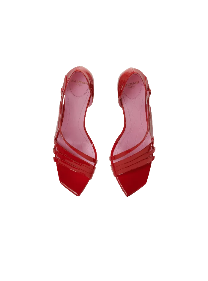 Balmain Heeled Eden Sandals In Patent Leather Red Women High Heels and Pumps