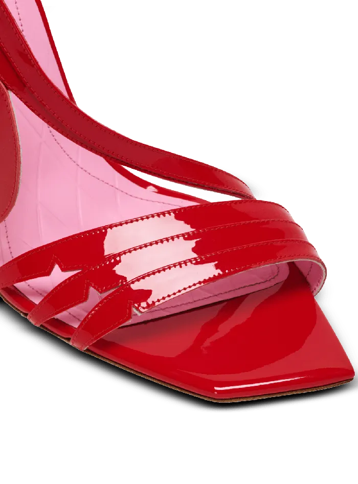 Balmain Heeled Eden Sandals In Patent Leather Red Women High Heels and Pumps