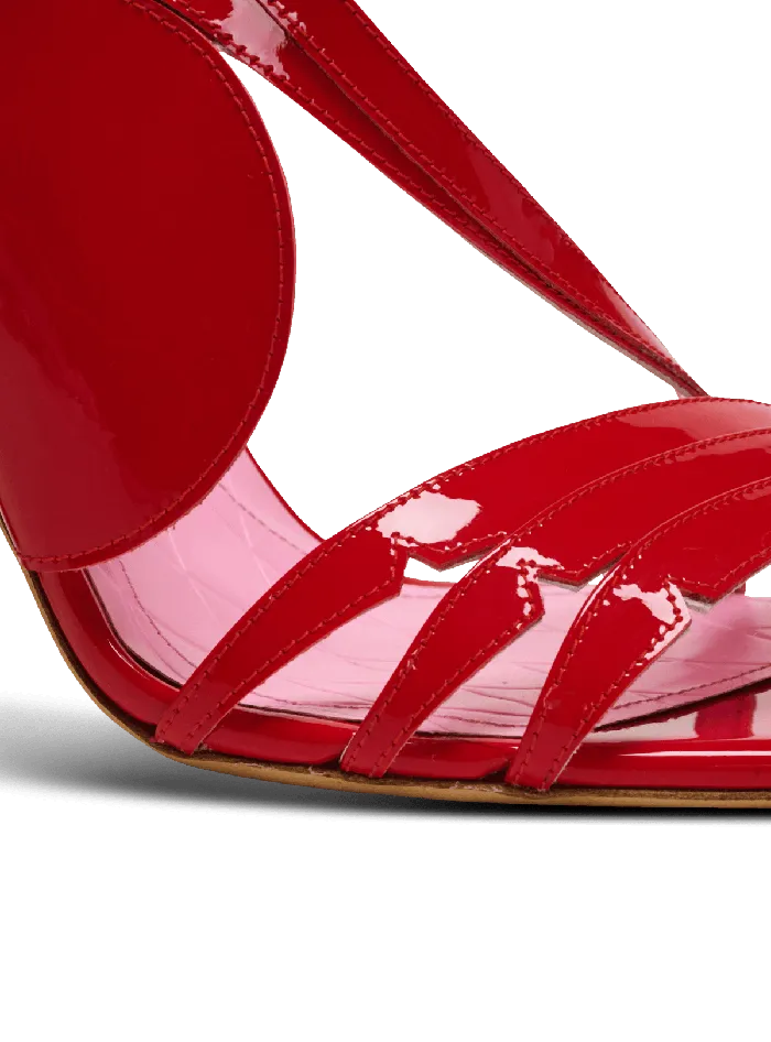 Balmain Heeled Eden Sandals In Patent Leather Red Women High Heels and Pumps
