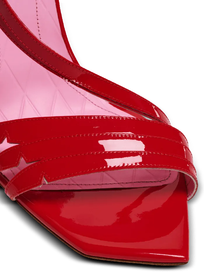 Balmain Heeled Eden Sandals In Patent Leather Red Women High Heels and Pumps