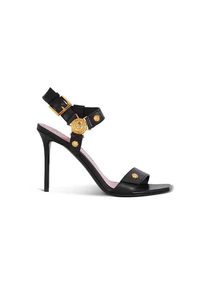 Balmain Heeled Eva Sandals In Calfskin Black Women High Heels and Pumps