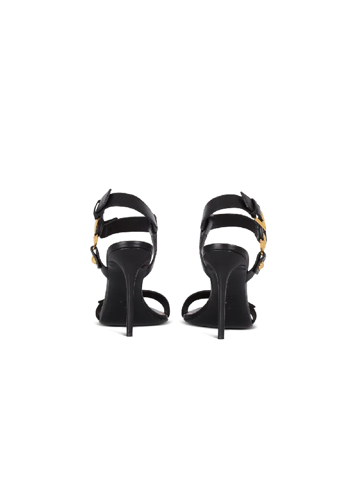 Balmain Heeled Eva Sandals In Calfskin Black Women High Heels and Pumps