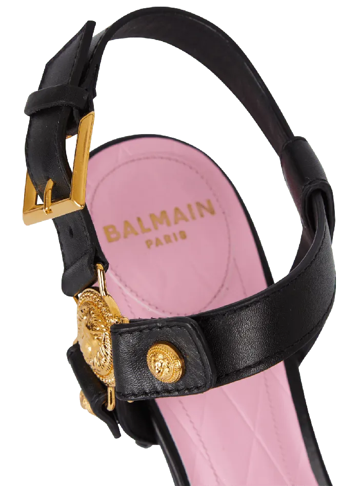 Balmain Heeled Eva Sandals In Calfskin Black Women High Heels and Pumps