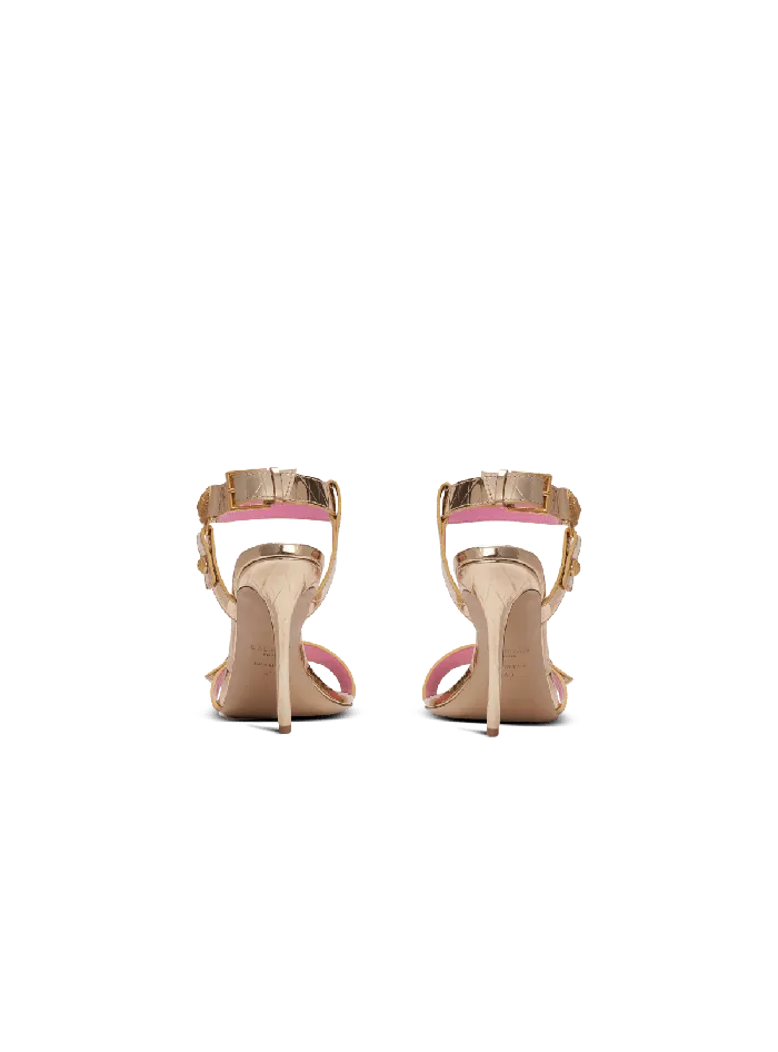 Balmain Heeled Eva Sandals In Mirrored Leather Gold Women High Heels and Pumps