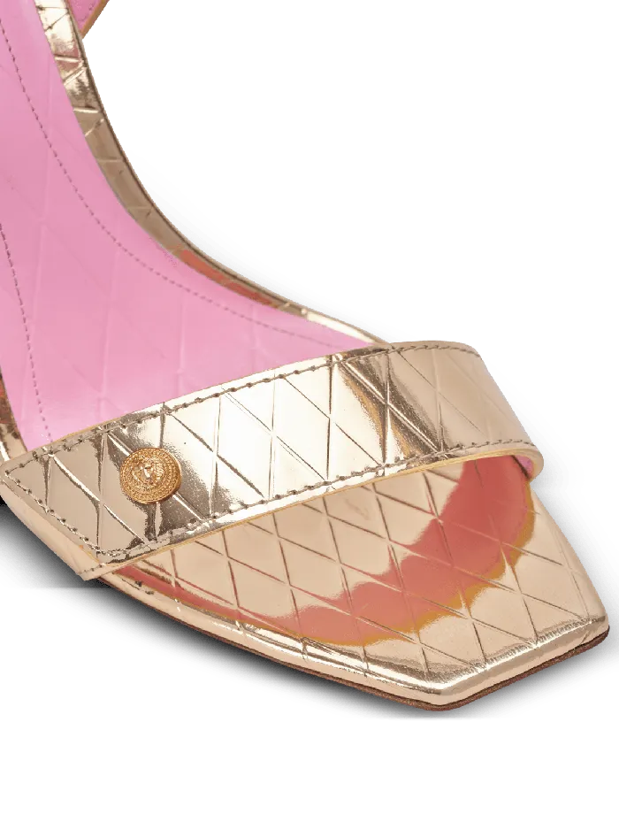 Balmain Heeled Eva Sandals In Mirrored Leather Gold Women High Heels and Pumps