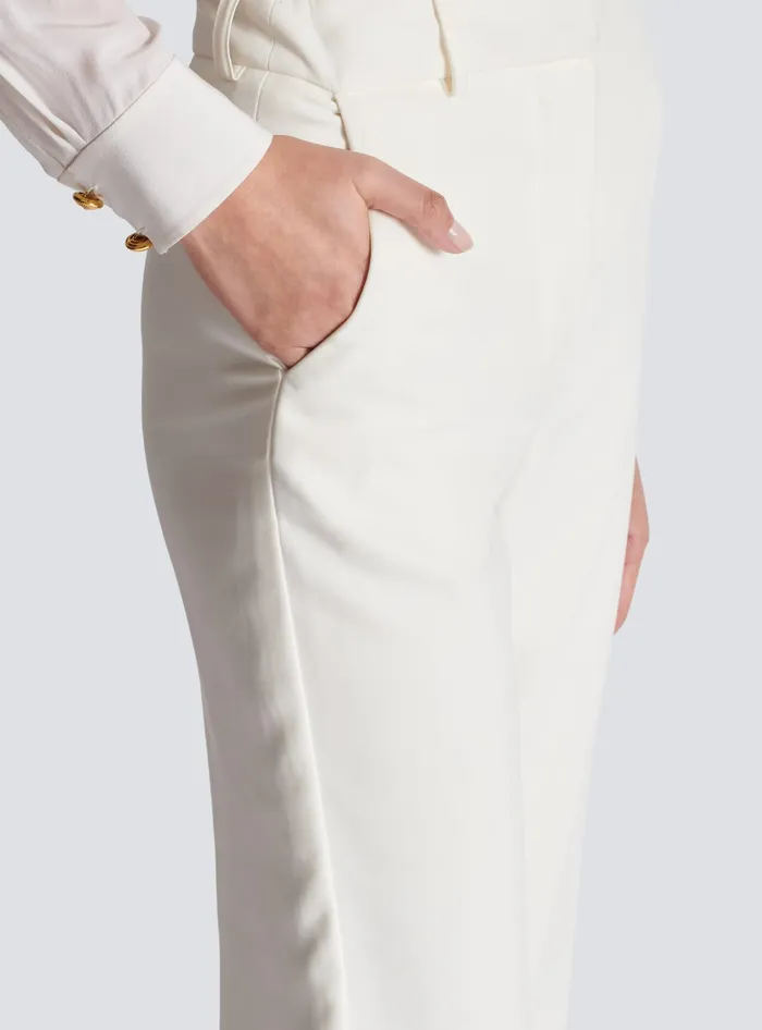 Balmain Highwaisted Crepe Trousers White Women Trousers And Shorts