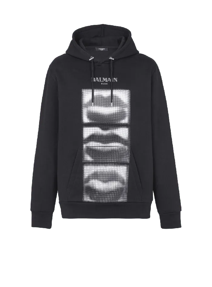 Balmain Hoodie With Vintage Lips Print Black Men Sweatshirts