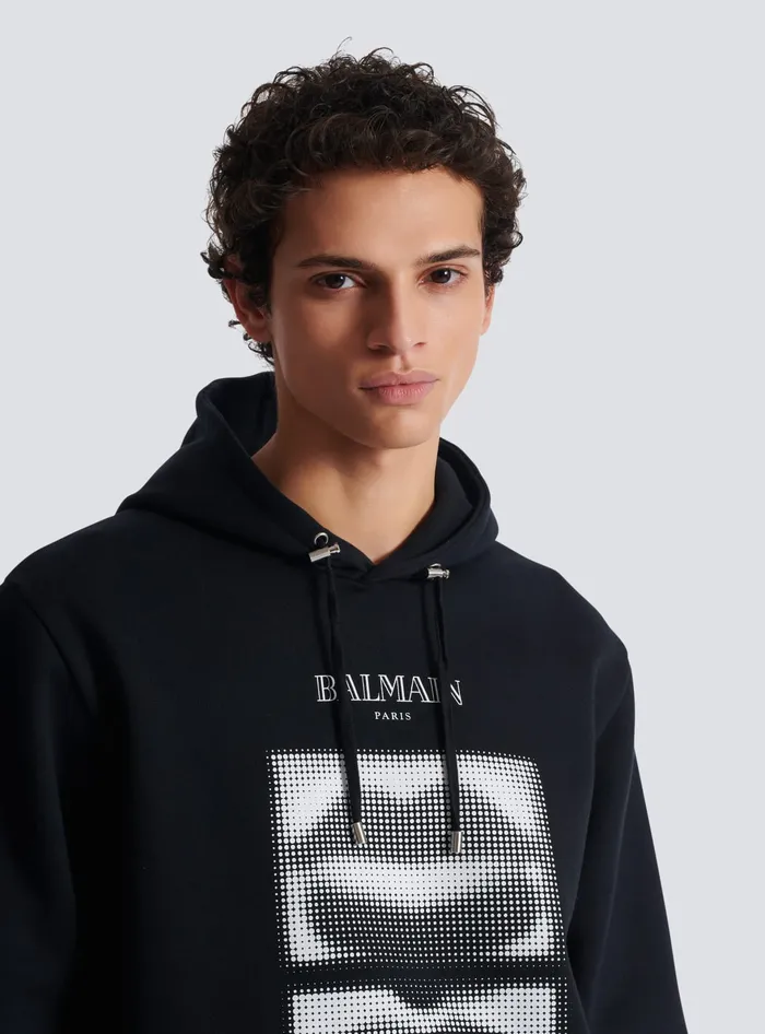 Balmain Hoodie With Vintage Lips Print Black Men Sweatshirts
