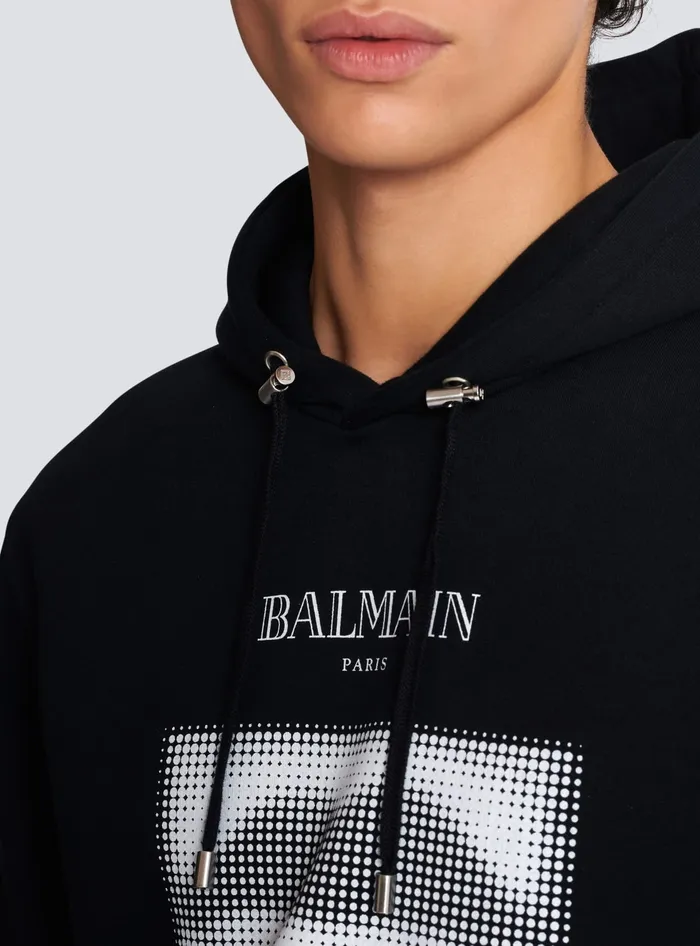 Balmain Hoodie With Vintage Lips Print Black Men Sweatshirts