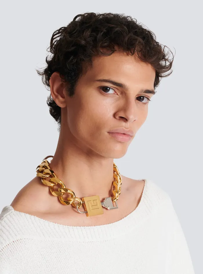 Balmain KeyandLock Necklace Gold Men Fashion Jewelry