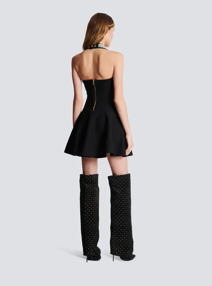 Balmain Knit Backless Dress Black Women Dresses