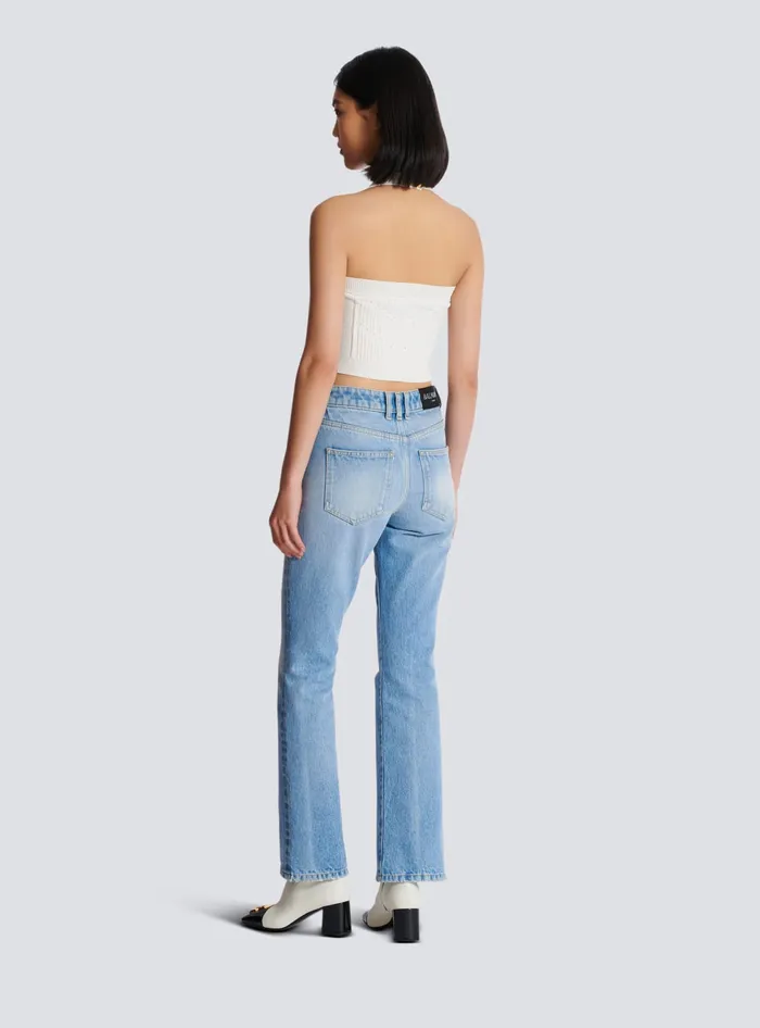 Balmain Knitted Halterneck Top White Women Tops And Shirts