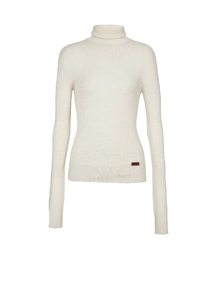 Balmain Knitted Turtleneck Jumper Beige Women Knitwear