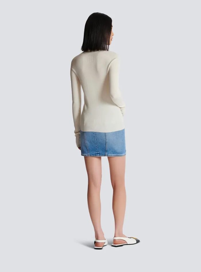 Balmain Knitted Turtleneck Jumper Beige Women Knitwear