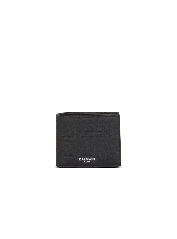 Balmain Leather Flap Wallet Black Men Small Leather Goods