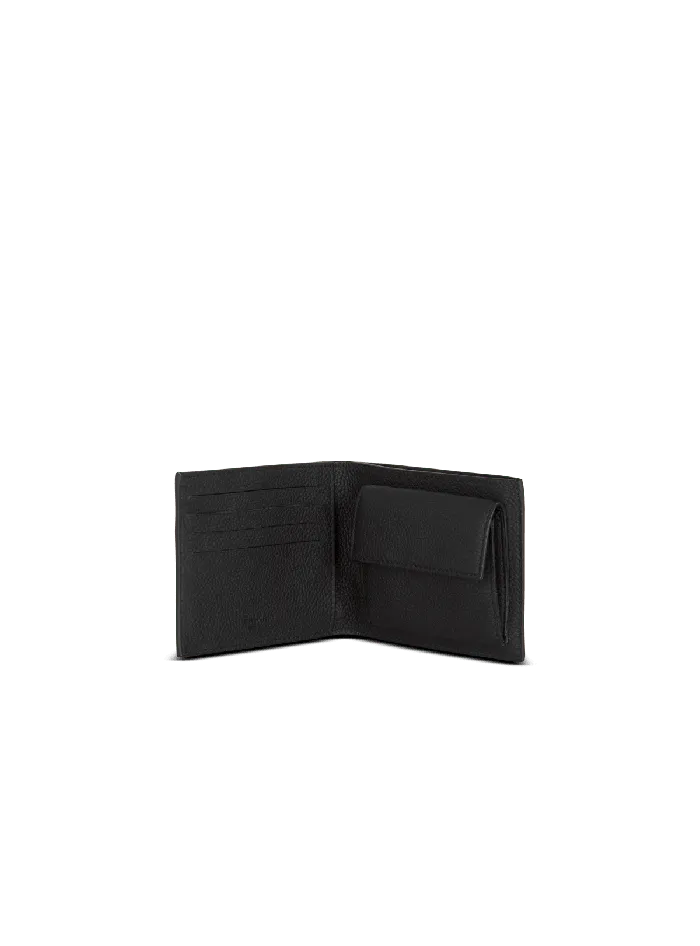 Balmain Leather Flap Wallet Black Men Small Leather Goods
