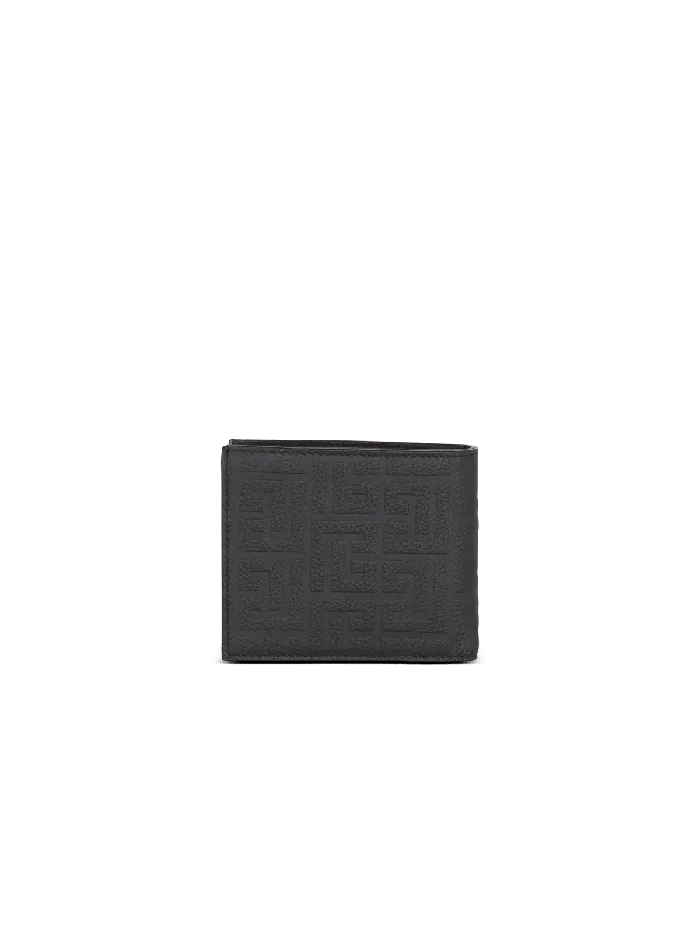 Balmain Leather Flap Wallet Black Men Small Leather Goods